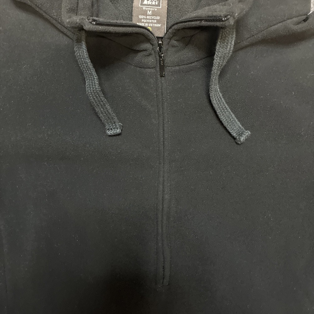 REI Co-op Black Quarter Zip Fleece Pullover Top Womens Medium - Picture 4 of 10
